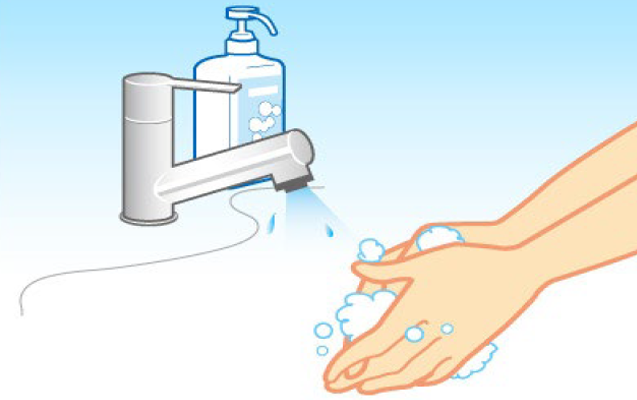 ①目薬を差す前に手を洗いましょう。